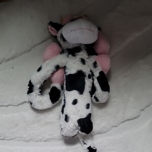 Plush Cow Toy with Pink Accents
